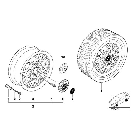 Ensemble de quatre bouchons de centre de moyeu de roue en alliage - Pièce d'origine BMW 4x36131092734