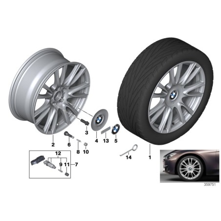 Emblème d'insigne individuel de roue en alliage - Pièce d'origine BMW 36137897226