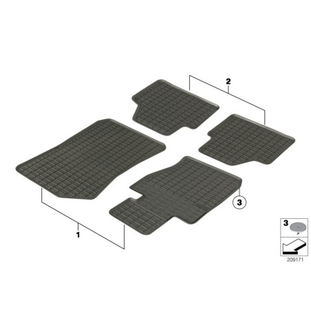 Tapis de sol en caoutchouc toutes saisons noir - Pièce d'origine BMW 51472336797 Tapis de sol en caoutchouc toutes saisons noir - Pièce d'origine BMW 51472336797