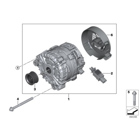 Boulon de montage d'alternateur M10x125 - Pièce d'origine BMW 12318574809