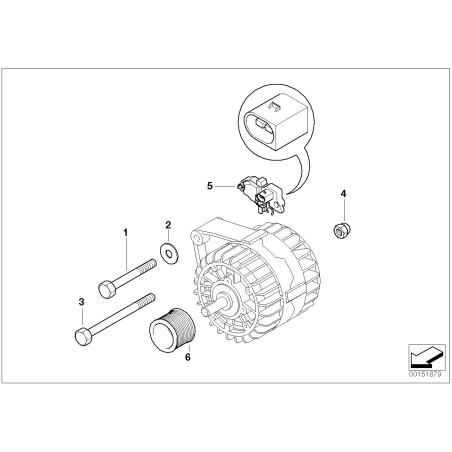Régulateur de tension d'alternateur avec poulie - Pièce d'origine BMW 12318510090/12317525439