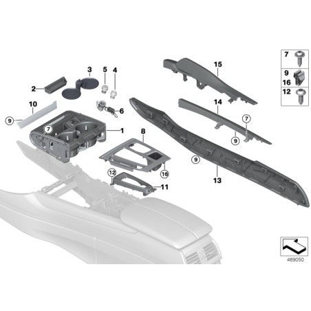 Garniture de console centrale hexagonale en aluminium - Pièce d'origine BMW 51168058572 Garniture de console centrale hexagonale en aluminium - Pièce d'origine BMW 51168058572