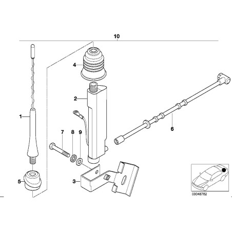 Base d'antenne E36 décapotable - Pièce d'origine BMW 65218375159