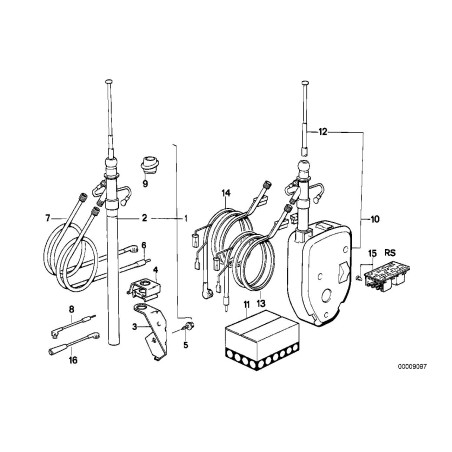 Mât d'antenne avec embout chromé - Pièce d'origine BMW 65221375569