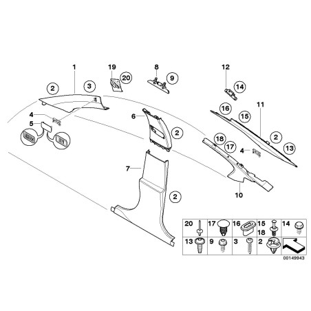 Un couvercle de montant gauche - Pièce d'origine BMW 51437066515