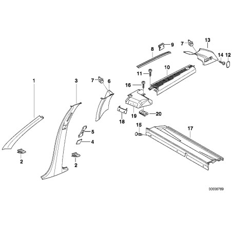 Garniture de montant "A" gauche - Pièce d'origine BMW 51432257913