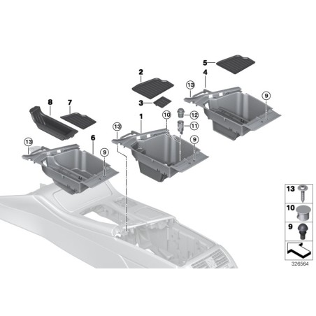 Compartiment de rangement d'accoudoir - Pièce d'origine BMW 51169277267