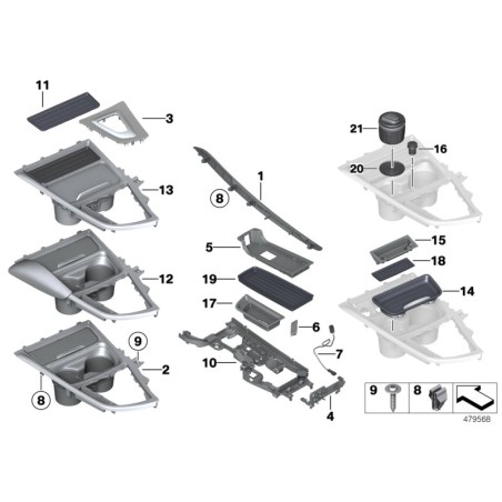Cache de garniture de sélecteur de vitesse automatique RHD - Pièce d'origine BMW 51169234132