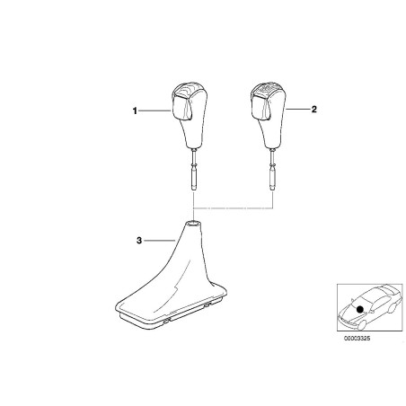Levier de changement de vitesse en cuir automatique avec soufflet LHD - Pièce d'origine BMW 25167533347