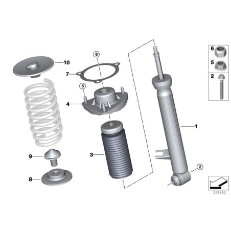 Amortisseur auxiliaire arrière avec tube de protection - Pièce d'origine BMW 33536865130