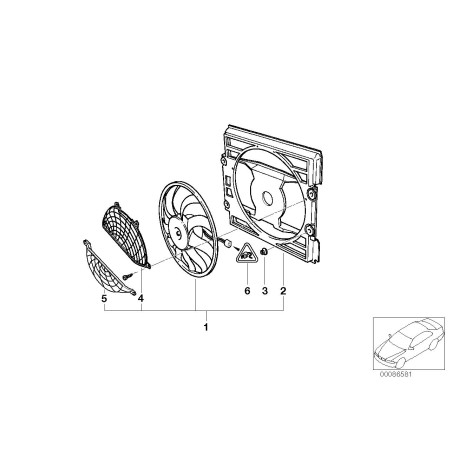 Assemblage de ventilateur pousseur auxiliaire - Pièce d'origine BMW 64546922554 Assemblage de ventilateur pousseur auxiliaire - Pièce d'origine BMW 64546922554