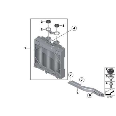 Radiateur auxiliaire - Droit - Pièce d'origine BMW 17117802662