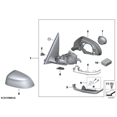 Clignotant auxiliaire - Miroir gauche - Pièce d'origine BMW 63137441439