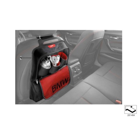 Poche de dossier de siège sport Fb. Noir/Rouge - Pièce d'origine BMW 52122219889
