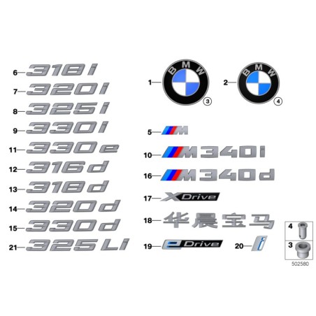 Fixations de logo d'insigne de coffre de voiture - Pièce d'origine BMW 51141807495