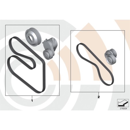 Kit de service de base pour courroie de pompe à eau/alternateur et poulie - Pièce d'origine BMW 11282250244