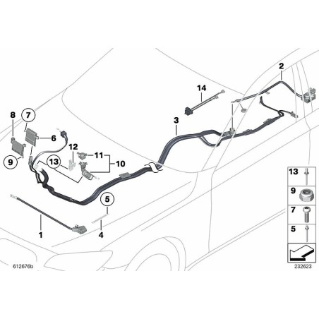 Câble de décharge positive de la batterie - Pièce d'origine BMW 61129217036