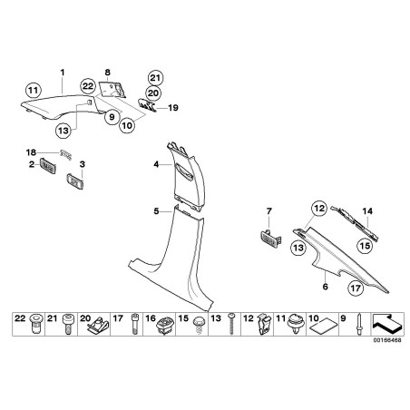 Garniture centrale de montant B beige côté droit - Pièce d'origine BMW 51437141070