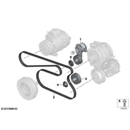 Assemblage de tendeur de courroie - Pièce d'origine BMW 11288624196