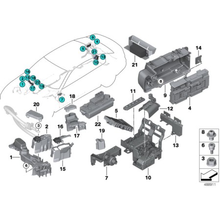 Point de jonction B+ arrière - Pièce d'origine BMW 61146802944