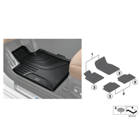Tapis de sol en caoutchouc toutes saisons noirs avant - Pièce d'origine BMW 51472446289 Tapis de sol en caoutchouc toutes saisons noirs avant - Pièce d'origine BMW 51472446289