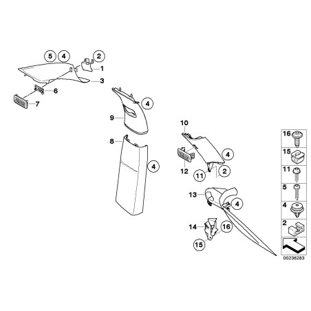 Capuchon de garniture d'airbag de montant A noir - Pièce d'origine BMW 51432251367