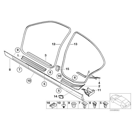 Bande de seuil de porte arrière gauche noire - Pièce d'origine BMW 51478201335