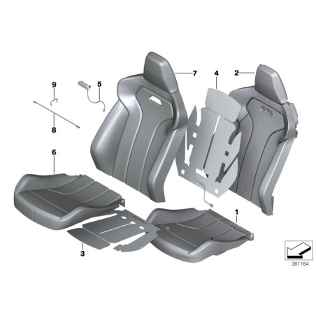Garniture de dossier M3 éclairée en noir - Pièce d'origine BMW 52108089597 Garniture de dossier M3 éclairée en noir - Pièce d'origine BMW 52108089597