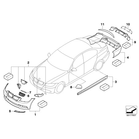 Calandre noire LCI côté conducteur - Pièce d'origine BMW 51712146911