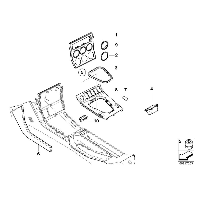 Entourage de garniture de danger en plastique noir - Pièce d'origine BMW 51167890015