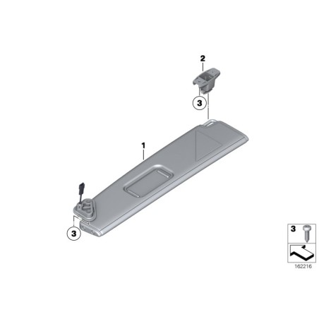 Support de pare-soleil noir - Pièce d'origine BMW 51168243576