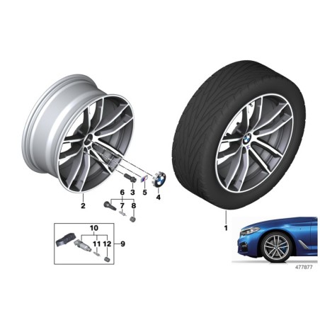 Roue en alliage léger à double rayon 662M 18" - Pièce d'origine BMW 36117855081