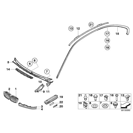 Grille de ventilation en maille pour capot - Pièce d'origine BMW 51132694723 Grille de ventilation en maille pour capot - Pièce d'origine BMW 51132694723