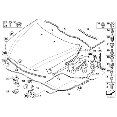 Fermoir de capot - Pièce d'origine BMW 51237034256