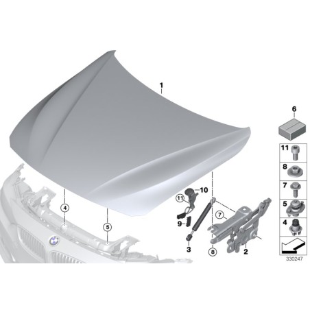 Charnière de capot droite O/S - Pièce d'origine BMW 41617286344