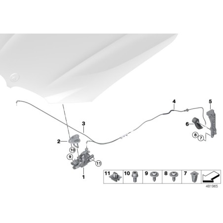 Support de combinaison de verrou de capot gauche - Pièce d'origine BMW 51237398009