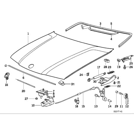 Verrou de sécurité du capot avec déverrouillage du capot - Pièce d'origine BMW 51238130865