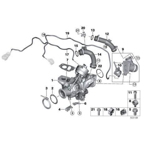 Joint préformé de tuyau de suralimentation - Pièce d'origine BMW 11617796622