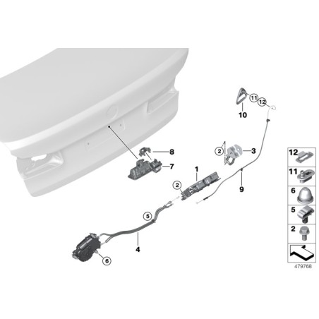 Bouton poussoir de hayon/coffre - Pièce d'origine BMW 51247381868