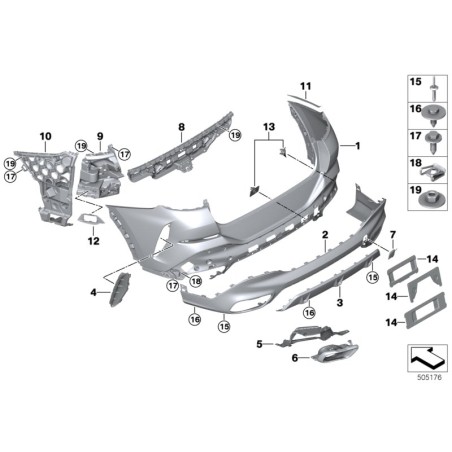 Garniture de support d'échappement embout de sortie gauche - Pièce d'origine BMW 51128074187 Garniture de support d'échappement embout de sortie gauche - Pièce d'origine BMW 51128074187