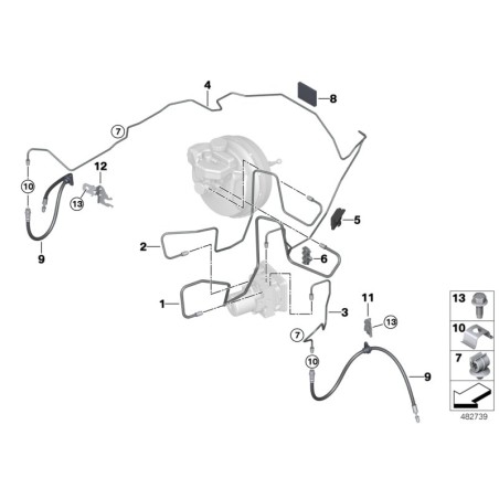 Support de clip de retenue de tuyau flexible d'embrayage de frein - Pièce d'origine BMW 34341163565
