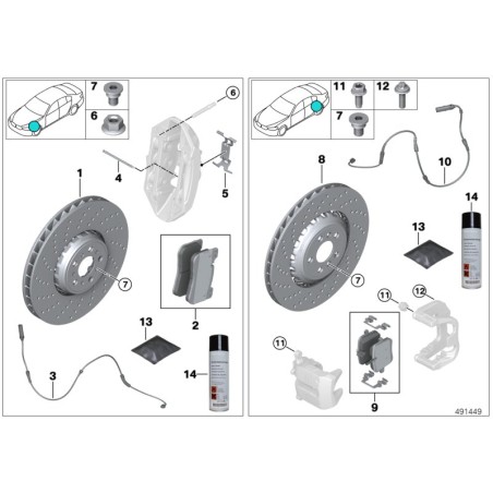Vis de fixation du jeu de disques de frein 4 pièces - Pièce d'origine BMW 34111123072