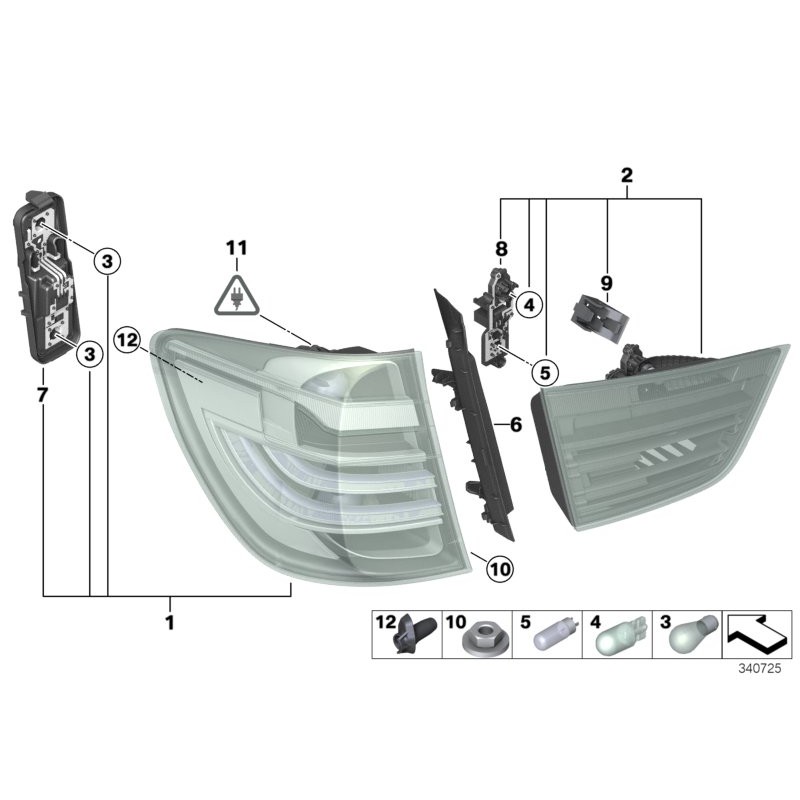 Support d'ampoule pour feu arrière de hayon F25 X3 - Pièce d'origine BMW 63217288199
