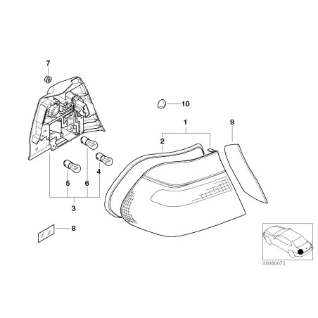 Porte-ampoule gauche - Pièce d'origine BMW 63217165973 Porte-ampoule gauche - Pièce d'origine BMW 63217165973