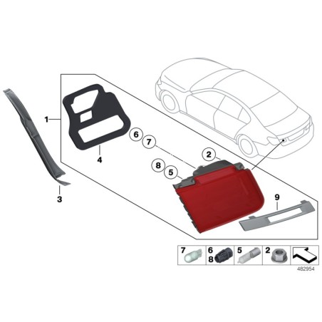Douille d'ampoule pour ampoule de feu arrière - Pièce d'origine BMW 63216943037