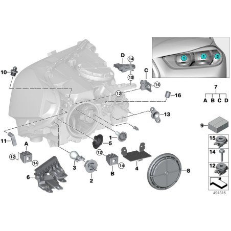 Douille d'ampoule - Pièce d'origine BMW 63117393855