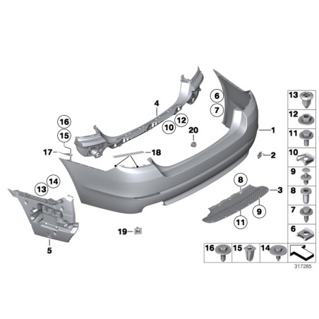 Guide de couverture de pare-chocs - Pièce d'origine BMW 51127184766