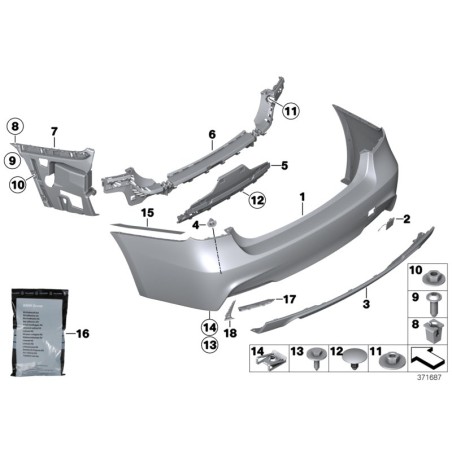Guide de couverture de pare-chocs - Pièce d'origine BMW 51127256924