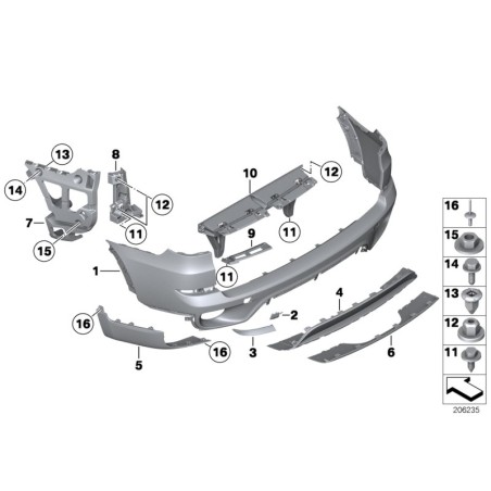 Support de couverture de pare-chocs - Pièce d'origine BMW 51127227757 Support de couverture de pare-chocs - Pièce d'origine BMW 51127227757