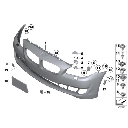 Revêtement de pare-chocs apprêté - Pièce d'origine BMW 51117285963 Revêtement de pare-chocs apprêté - Pièce d'origine BMW 51117285963